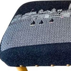 Homeroots 38" Gray Wool And Brown Ottoman   480552