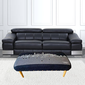 Homeroots 38" Gray Wool And Brown Ottoman   480552