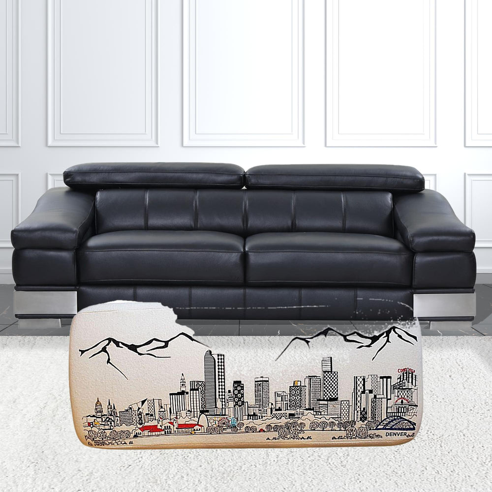 Homeroots 38" Cream Wool And Brown Ottoman   480553