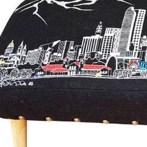 Homeroots 38" Gray Wool And Brown Ottoman   480554