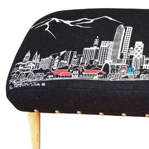 Homeroots 38" Gray Wool And Brown Ottoman   480554