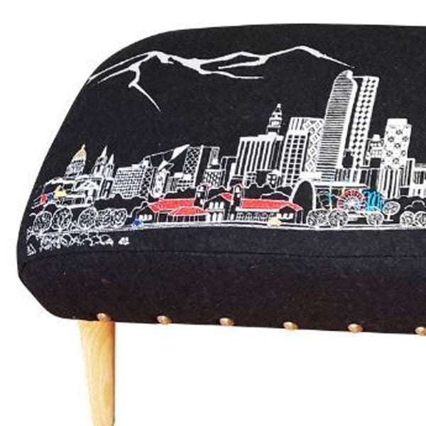 Homeroots 38" Gray Wool And Brown Ottoman   480554