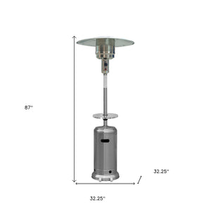 Homeroots 48000 Btu Silver Steel Propane Cylindrical Pole Standing Patio Heater  Steel 480565