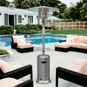 Homeroots 48000 Btu Silver Steel Propane Cylindrical Pole Standing Patio Heater  Steel 480565