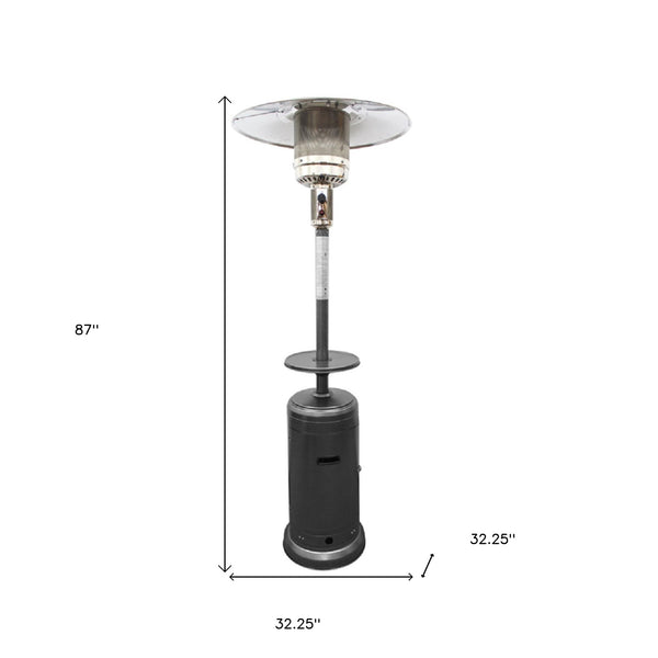 Homeroots 48000 Btu Silver Steel Propane Cylindrical Pole Standing Patio Heater  Steel 480566