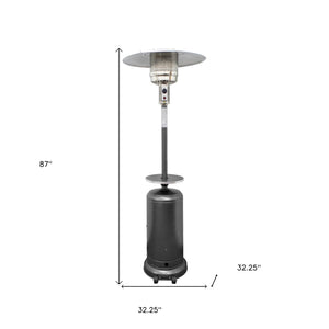 Homeroots 48000 Btu Silver Steel Propane Cylindrical Pole Standing Patio Heater  Steel 480568