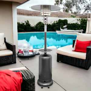 Homeroots 48000 Btu Silver Steel Propane Cylindrical Pole Standing Patio Heater  Steel 480568