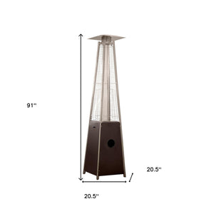 Homeroots 41000 Btu Brown Steel Propane Triangular Pyramid Standing Patio Heater  Steel 480572