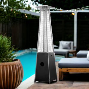 Homeroots 41000 Btu Black Steel Propane Triangular Pyramid Standing Patio Heater  Steel 480573