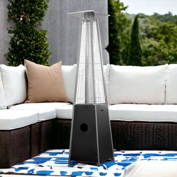 Homeroots 41000 Btu Black Steel Propane Triangular Pyramid Standing Patio Heater  Steel 480573