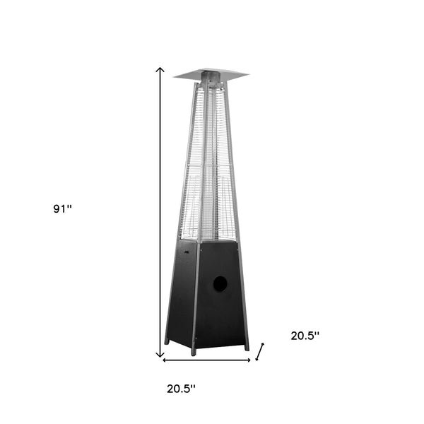 Homeroots 41000 Btu Black Steel Propane Triangular Pyramid Standing Patio Heater  Steel 480573