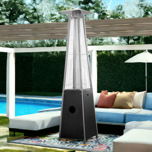 Homeroots 41000 Btu Black Steel Propane Triangular Pyramid Standing Patio Heater  Steel 480573