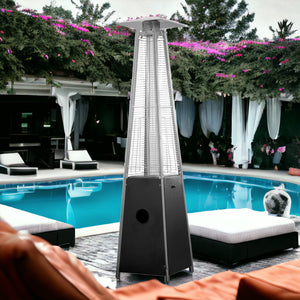 Homeroots 41000 Btu Black Steel Propane Triangular Pyramid Standing Patio Heater  Steel 480573