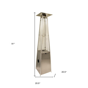 Homeroots 41000 Btu Silver Steel Propane Triangular Pyramid Standing Patio Heater  Steel 480574