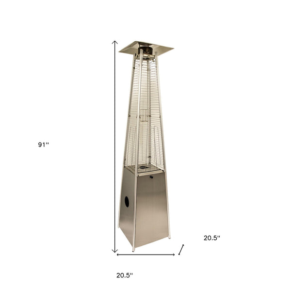 Homeroots 41000 Btu Silver Steel Propane Triangular Pyramid Standing Patio Heater  Steel 480574