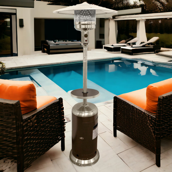 Homeroots 48000 Btu Silver Steel Propane Cylindrical Pole Standing Patio Heater  Steel 480575