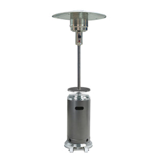 Homeroots 48000 Btu Silver Steel Propane Cylindrical Pole Standing Patio Heater  Steel 480576