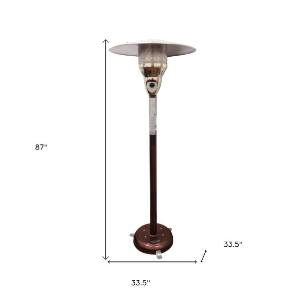 Homeroots 41000 Btu Bronze Steel Natural Gas Cylindrical Pole Standing Patio Heater  Steel 480577