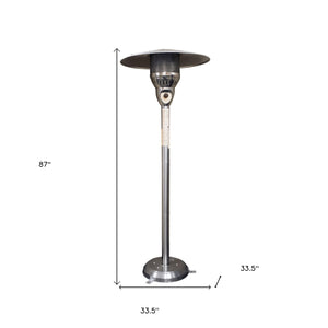 Homeroots 41000 Btu Silver Steel Natural Gas Cylindrical Pole Standing Patio Heater  Steel 480578