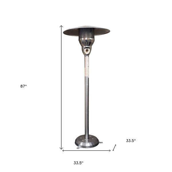 Homeroots 41000 Btu Silver Steel Natural Gas Cylindrical Pole Standing Patio Heater  Steel 480578