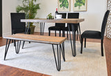 6-Piece Modern Dining Set: Hairpin Table, 4 Chairs, Bench - 3 Colors