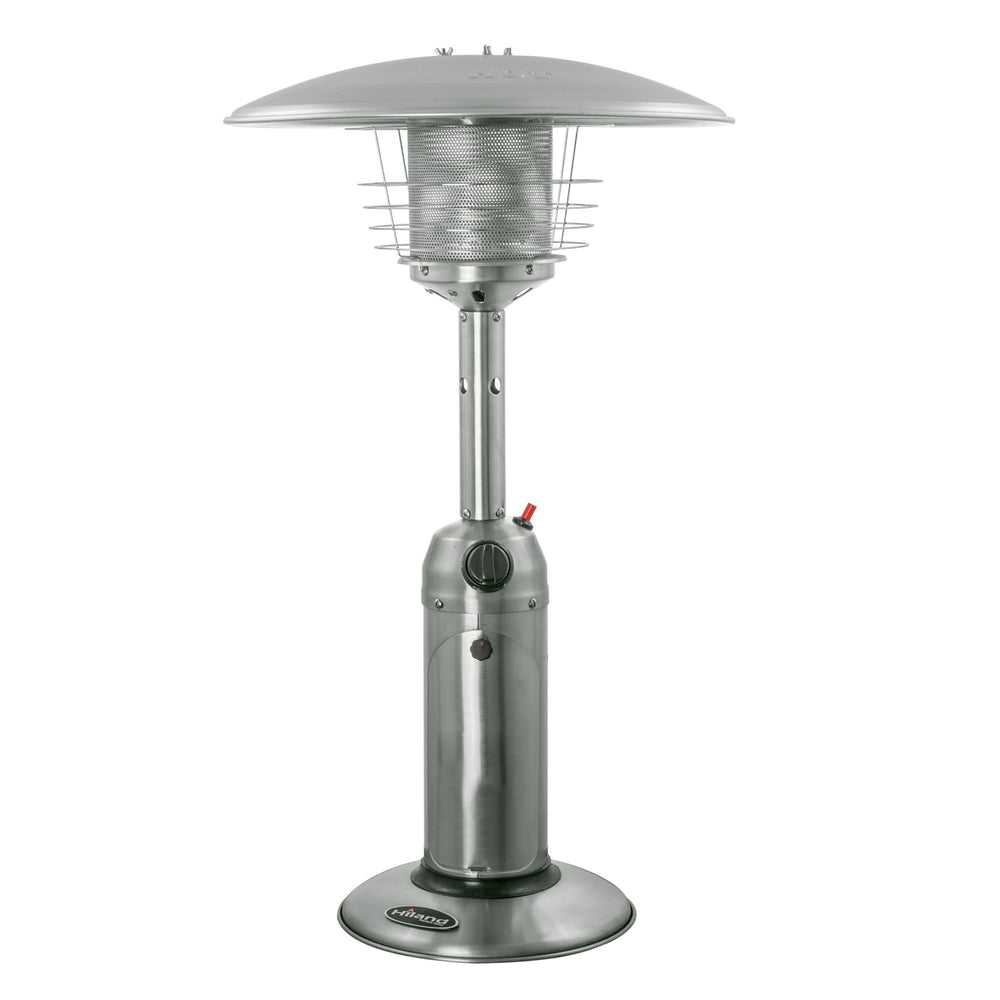 Homeroots 11000 Btu Silver Steel Propane Cylindrical Pole Tabletop Patio Heater  Steel 480579