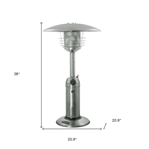 Homeroots 11000 Btu Silver Steel Propane Cylindrical Pole Tabletop Patio Heater  Steel 480579