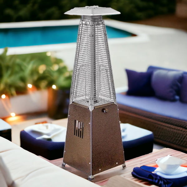 Homeroots 9500 Btu Bronze Steel Propane Triangular Pyramid Tabletop Patio Heater  Steel 480582