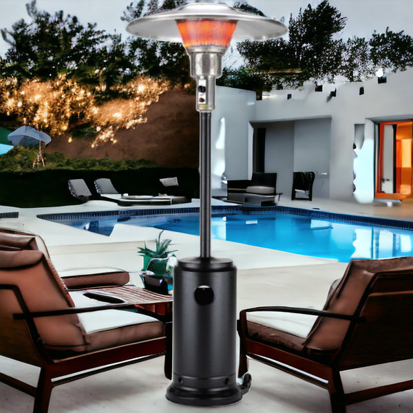 Homeroots 40000 Btu Black Steel Propane Cylindrical Pole Standing Patio Heater  Steel 480583