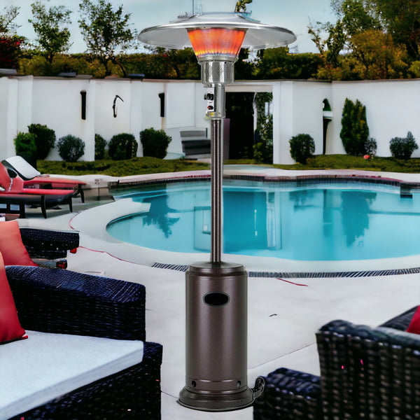 Homeroots 40000 Btu Bronze Steel Propane Cylindrical Pole Standing Patio Heater  Steel 480584