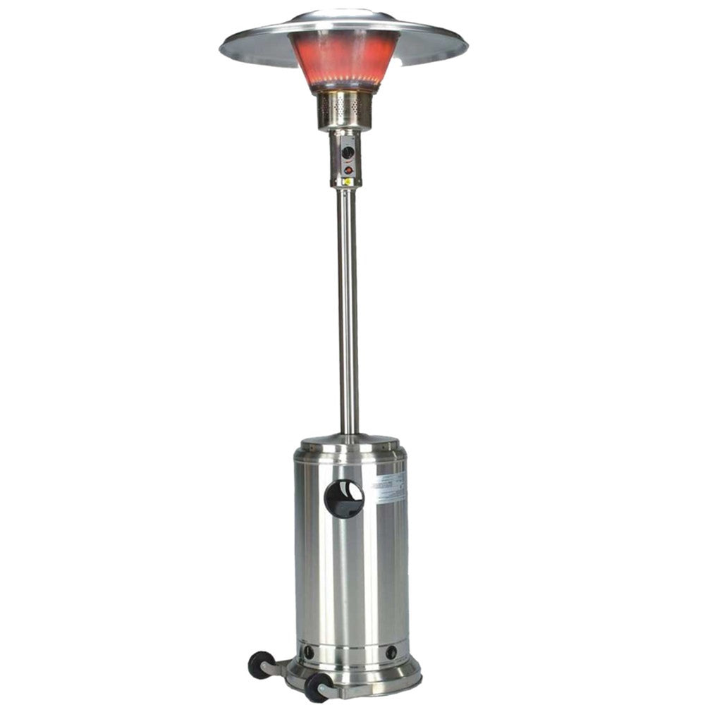 Homeroots 40000 Btu Silver Steel Propane Cylindrical Pole Standing Patio Heater  Steel 480585