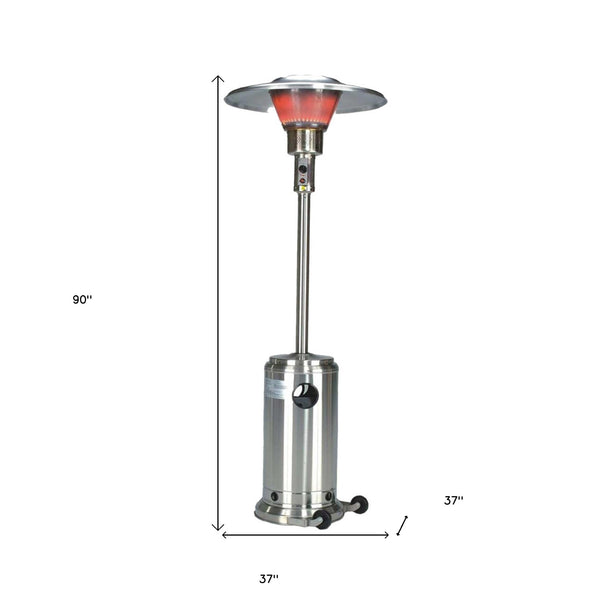 Homeroots 40000 Btu Silver Steel Propane Cylindrical Pole Standing Patio Heater  Steel 480585