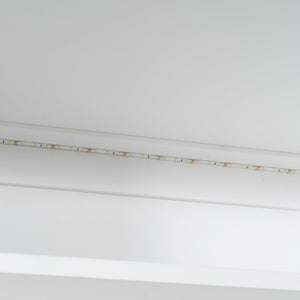 English Elm Queen Murphy Cabinet Bed with Sofa Foldaway, Built-In Shelves, LED Lighting, Space-Saving Beige N7090000603A