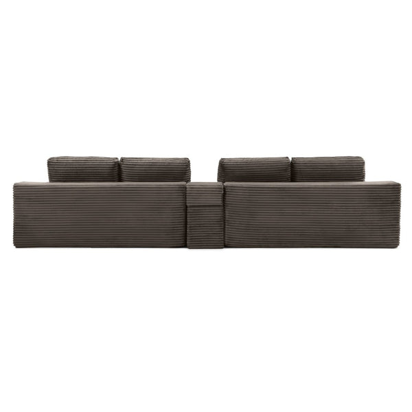 English Elm 150'' Modular Corduroy Sectional with Deep Seating Usb Ports and Hidden Storage Camel W1117S00407