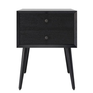 English Elm Christopher Knight Home® - Nightstand with 2 Drawers Mid-Century Acacia Wood, Splayed Legs, Brass Hardware, Easy-Glide Storage Black 20.5 L x 17.5 W x 14.75 H N761P180219B