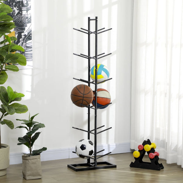English Elm Soozier Vertical Steel Ball Tower Organizer Holds 12 for Gym Garage or Classroom W2225P217771