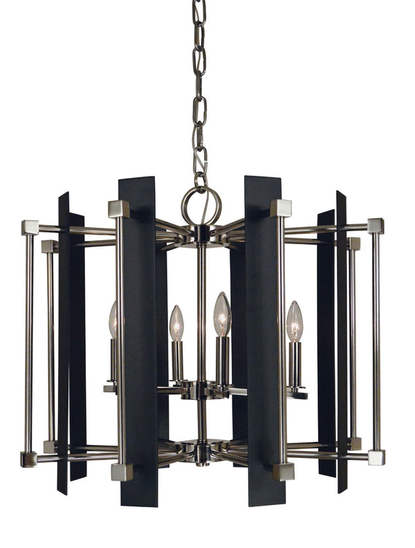 Framburg 6-light Louvre Dining Chandelier - Elegant Brushed Bronze Finish For A Stylish Dining Experience Polished Nickel With Matte Black Accents Metal 4807 Pn/Mblack