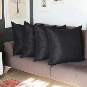 Homeroots Set Of Four 26" X 26" Black Polyester Zippered Pillow Cover   480783