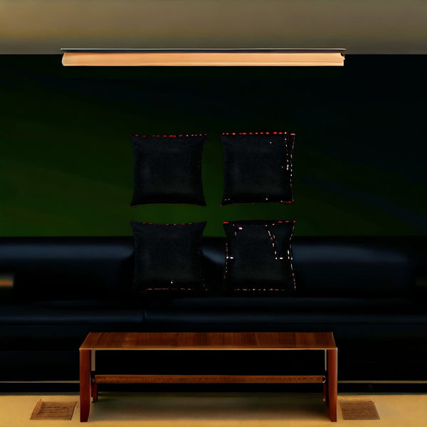 Homeroots Set Of Four 26" X 26" Black Polyester Zippered Pillow Cover   480783