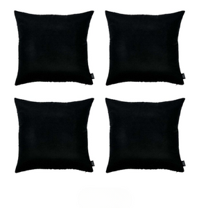 Homeroots Set Of Four 26" X 26" Black Polyester Zippered Pillow Cover   480783