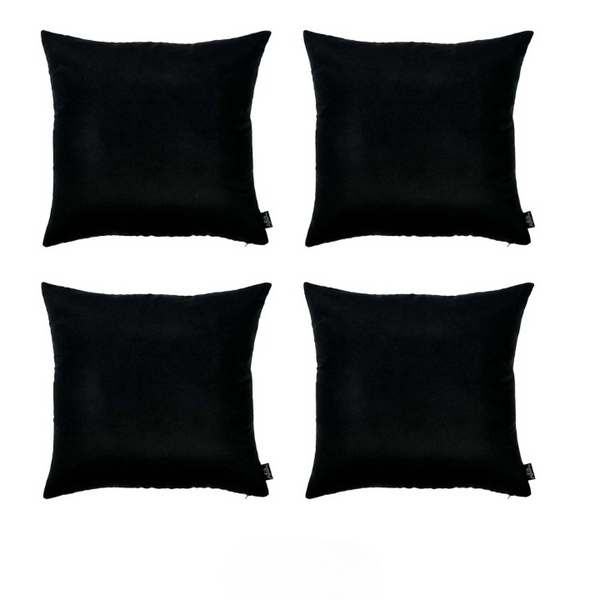 Homeroots Set Of Four 26" X 26" Black Polyester Zippered Pillow Cover   480783