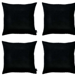Homeroots Set Of Four 26" X 26" Black Polyester Zippered Pillow Cover   480783