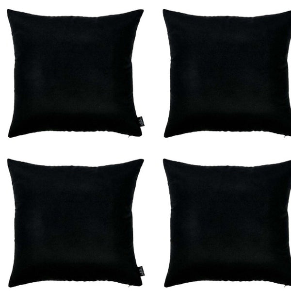 Homeroots Set Of Four 26" X 26" Black Polyester Zippered Pillow Cover   480783