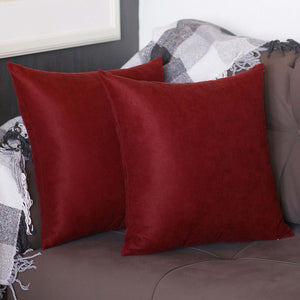 Homeroots Set Of Two 20" X 20" Claret Red Polyester Zippered Pillow   480794