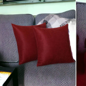Homeroots Set Of Two 20" X 20" Claret Red Polyester Zippered Pillow   480794