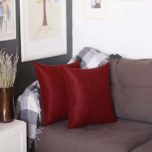 Homeroots Set Of Two 20" X 20" Claret Red Polyester Zippered Pillow   480794