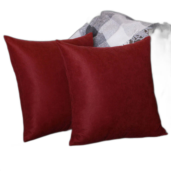 Homeroots Set Of Two 20" X 20" Claret Red Polyester Zippered Pillow   480794