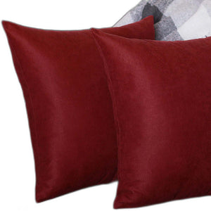 Homeroots Set Of Two 20" X 20" Claret Red Polyester Zippered Pillow   480794