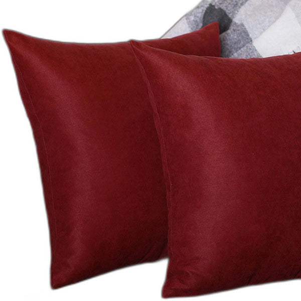 Homeroots Set Of Two 20" X 20" Claret Red Polyester Zippered Pillow   480794