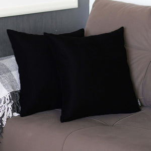 Homeroots Set Of Two 20" X 20" Black Polyester Zippered Pillows - Stylish, Soft, And Versatile Home Decor!   480800